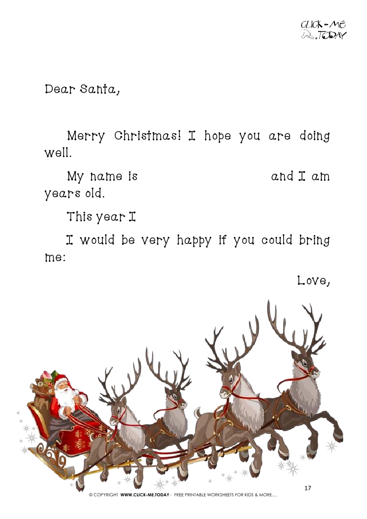Nice Letter to Santa with text template sleight and Santa 17